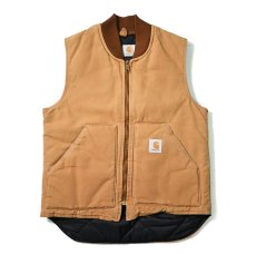 画像1: 80-90s Used Carhartt Quilt Lined Duck Vest Brown made in USA (1)