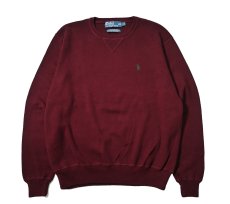 画像1: 90-00s Used Polo Ralph Lauren Cotton Knit Sweater Burgundy (1)
