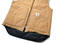 画像4: 80-90s Used Carhartt Quilt Lined Duck Vest Brown made in USA (4)