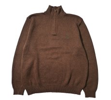 画像1: 90-00s Used Polo Ralph Lauren Quarter Zip Cotton Knit Sweater Brown (1)