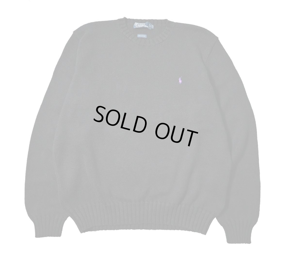 画像1: 90-00s Used Polo Ralph Lauren Cotton Knit Sweater Black (1)