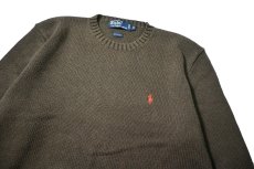 画像2: 90-00s Used Polo Ralph Lauren Cotton Knit Sweater Olive (2)