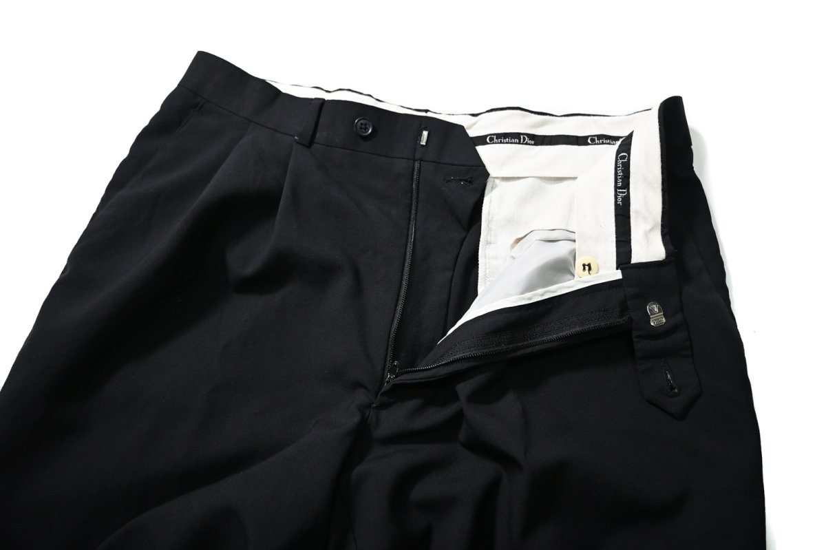 画像5: 80s Used Christian Dior Pleated Wool Slacks Dark Navy (5)