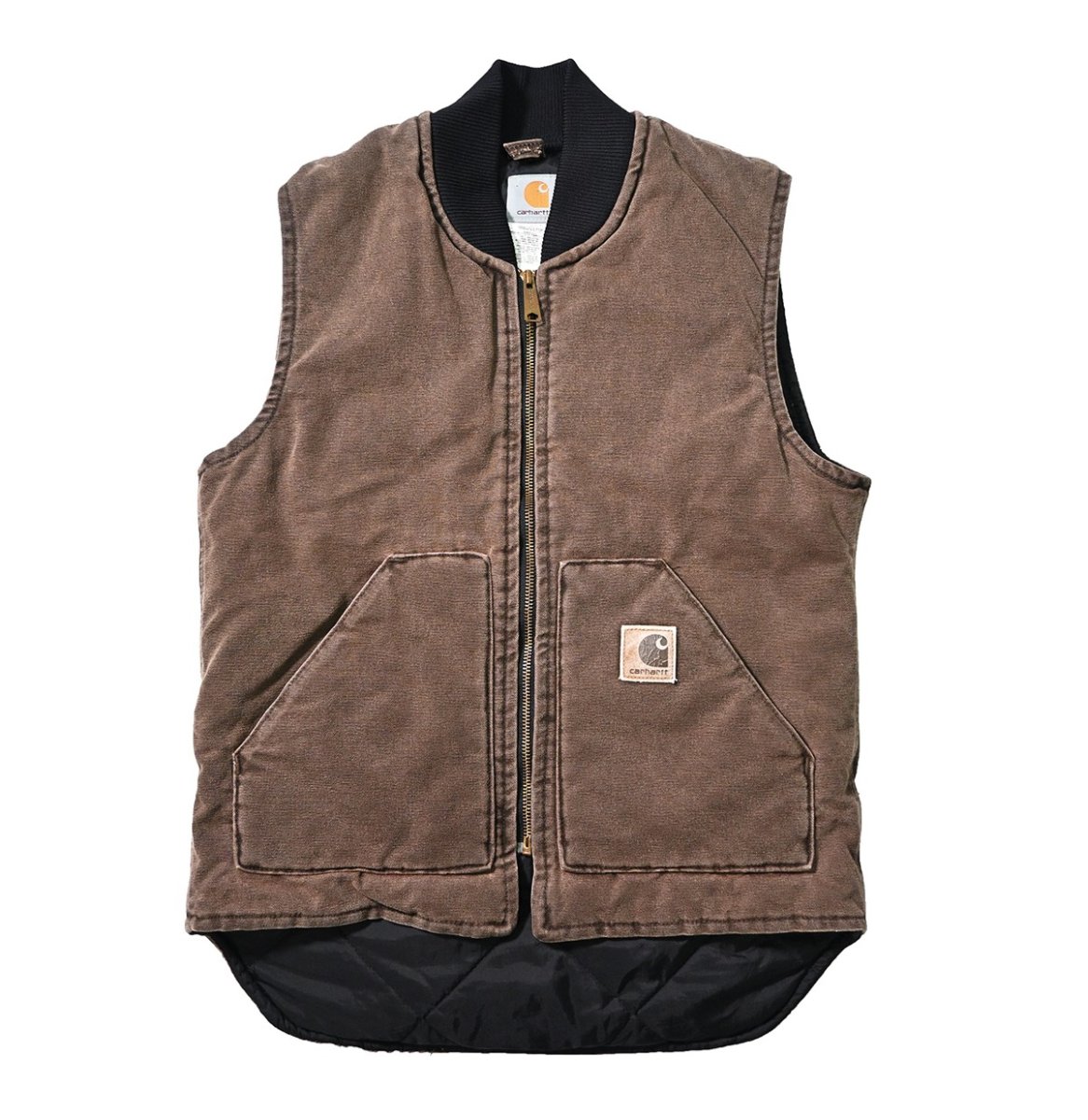 画像1: 03' Used Carhartt Quilt Lined Duck Vest Chestnut made in USA (1)