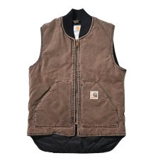 画像1: 03' Used Carhartt Quilt Lined Duck Vest Chestnut made in USA (1)