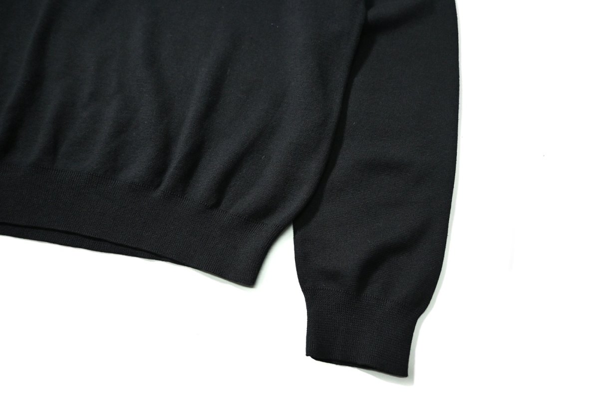 画像3: 90-00s Used Polo Ralph Lauren V-Neck High Gauge Cotton Knit Sweater Black (3)
