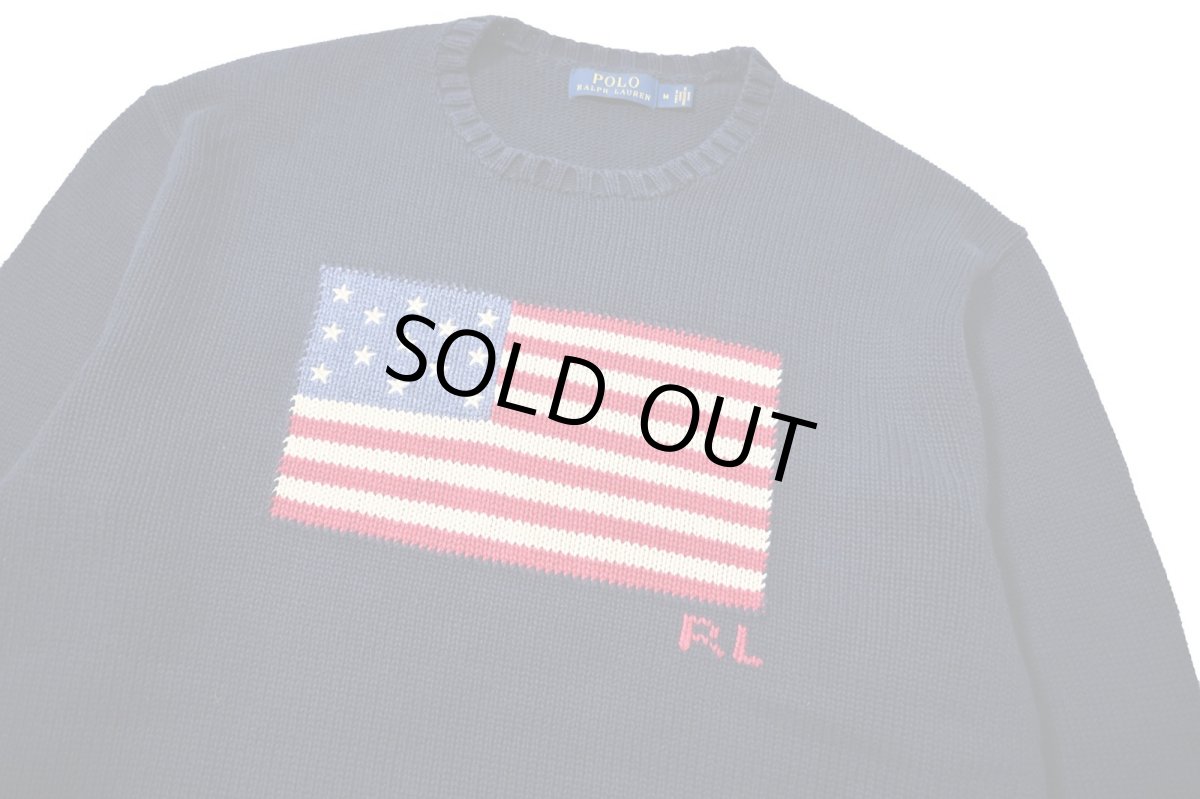 画像2: Used Polo Ralph Lauren Flag Cotton Knit Sweater (2)