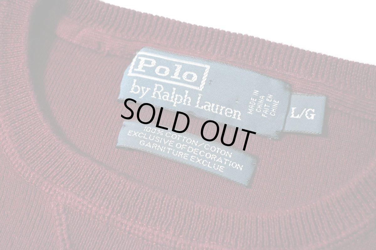画像4: 90-00s Used Polo Ralph Lauren Cotton Knit Sweater Burgundy (4)