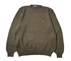 画像1: 90-00s Used Polo Ralph Lauren Cotton Knit Sweater Olive (1)