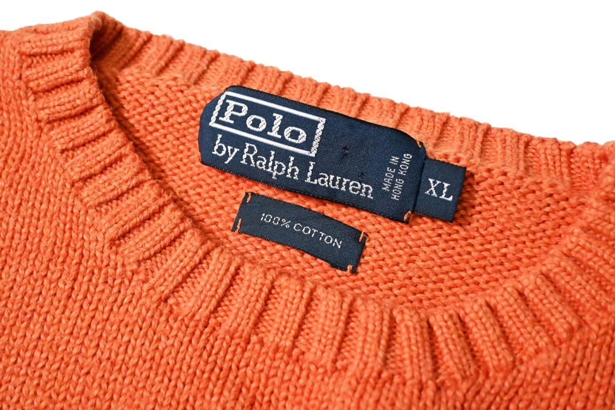 画像4: 90-00s Used Polo Ralph Lauren Cotton Knit Sweater Orange (4)