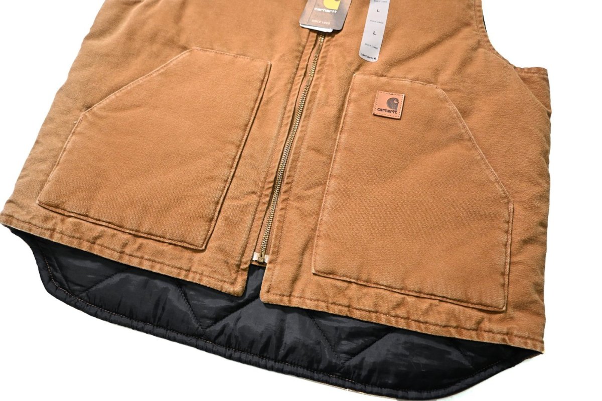 画像4: 13' Deadstock Carhartt Quilt Lined Duck Vest Brown (4)