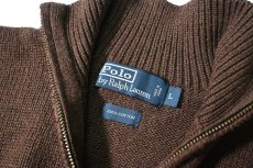 画像4: 90-00s Used Polo Ralph Lauren Quarter Zip Cotton Knit Sweater Brown (4)