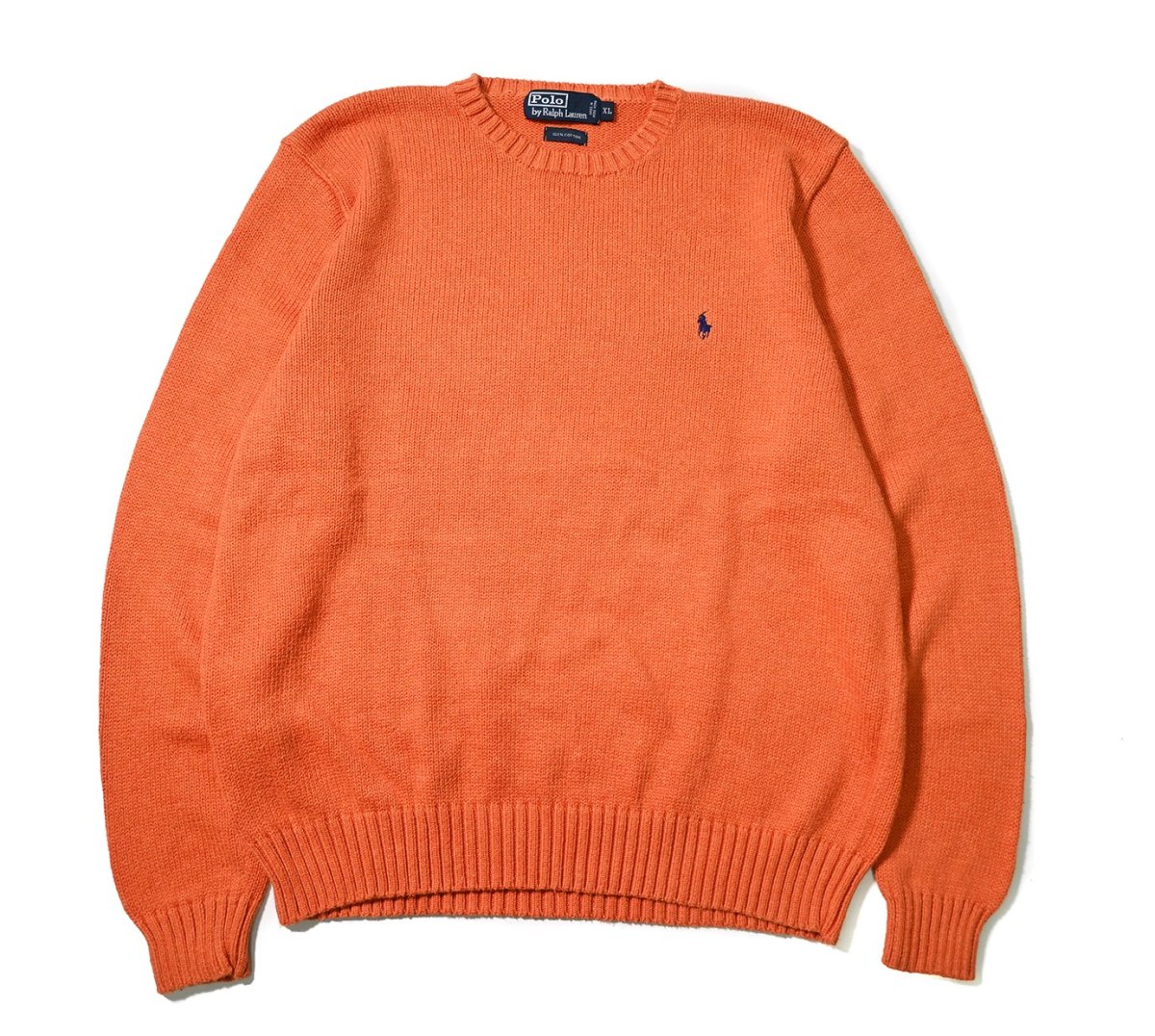 画像1: 90-00s Used Polo Ralph Lauren Cotton Knit Sweater Orange (1)