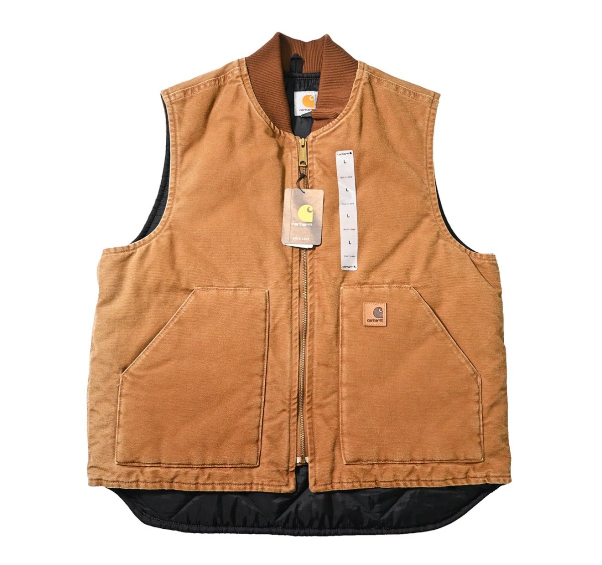 画像1: 13' Deadstock Carhartt Quilt Lined Duck Vest Brown (1)