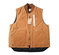 画像1: 13' Deadstock Carhartt Quilt Lined Duck Vest Brown (1)