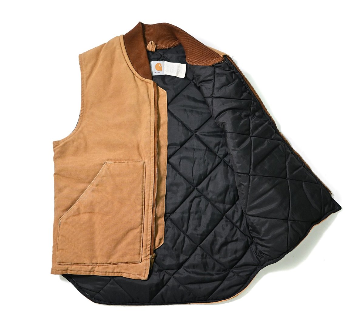 画像5: 80-90s Used Carhartt Quilt Lined Duck Vest Brown made in USA (5)