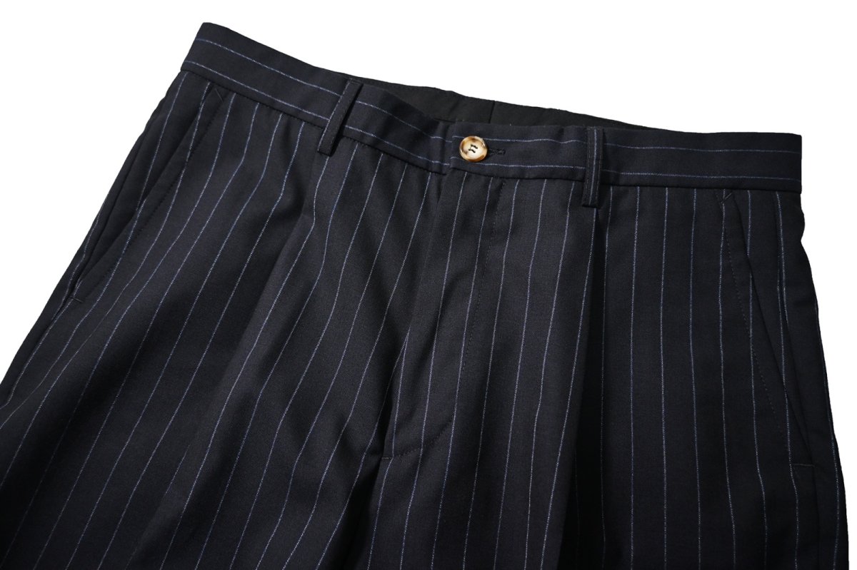 画像2: Gambert Tropical Wool Slacks Navy Stripe (2)