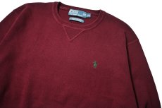 画像2: 90-00s Used Polo Ralph Lauren Cotton Knit Sweater Burgundy (2)