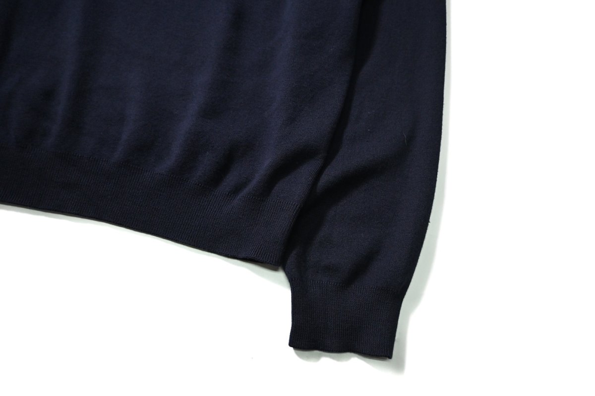 画像3: 90-00s Deadstock Polo Ralph Lauren V-Neck High Gauge Cotton Knit Sweater Navy (3)