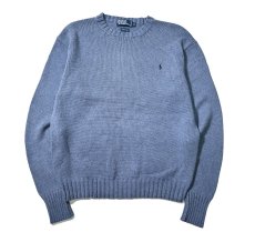 画像1: 90-00s Used Polo Ralph Lauren Cotton Knit Sweater Sax (1)