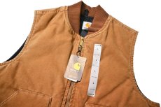 画像3: 13' Deadstock Carhartt Quilt Lined Duck Vest Brown (3)