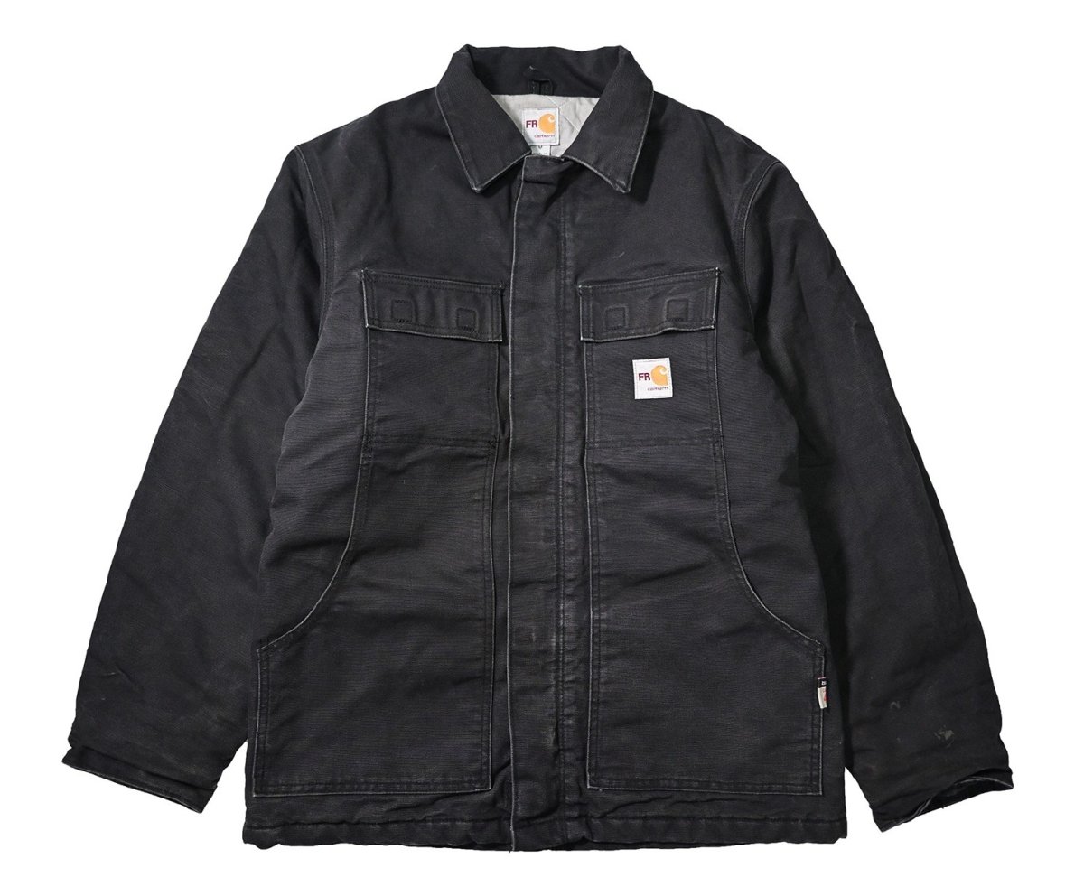 画像1: 19' Used Carhartt FR Duck Quilt Lined Traditional Coat Black (1)