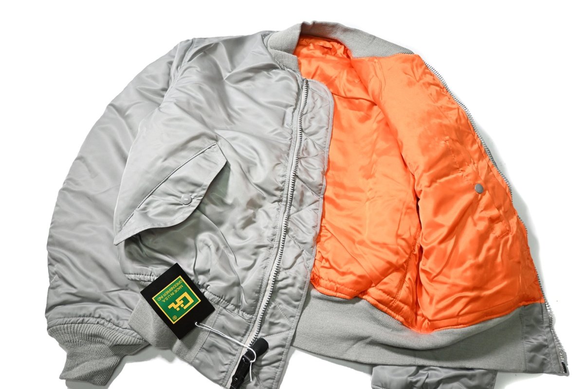 画像4: 90s Deadstock GREENBRIER MA-1 Flight Jacket Grey made in USA (4)