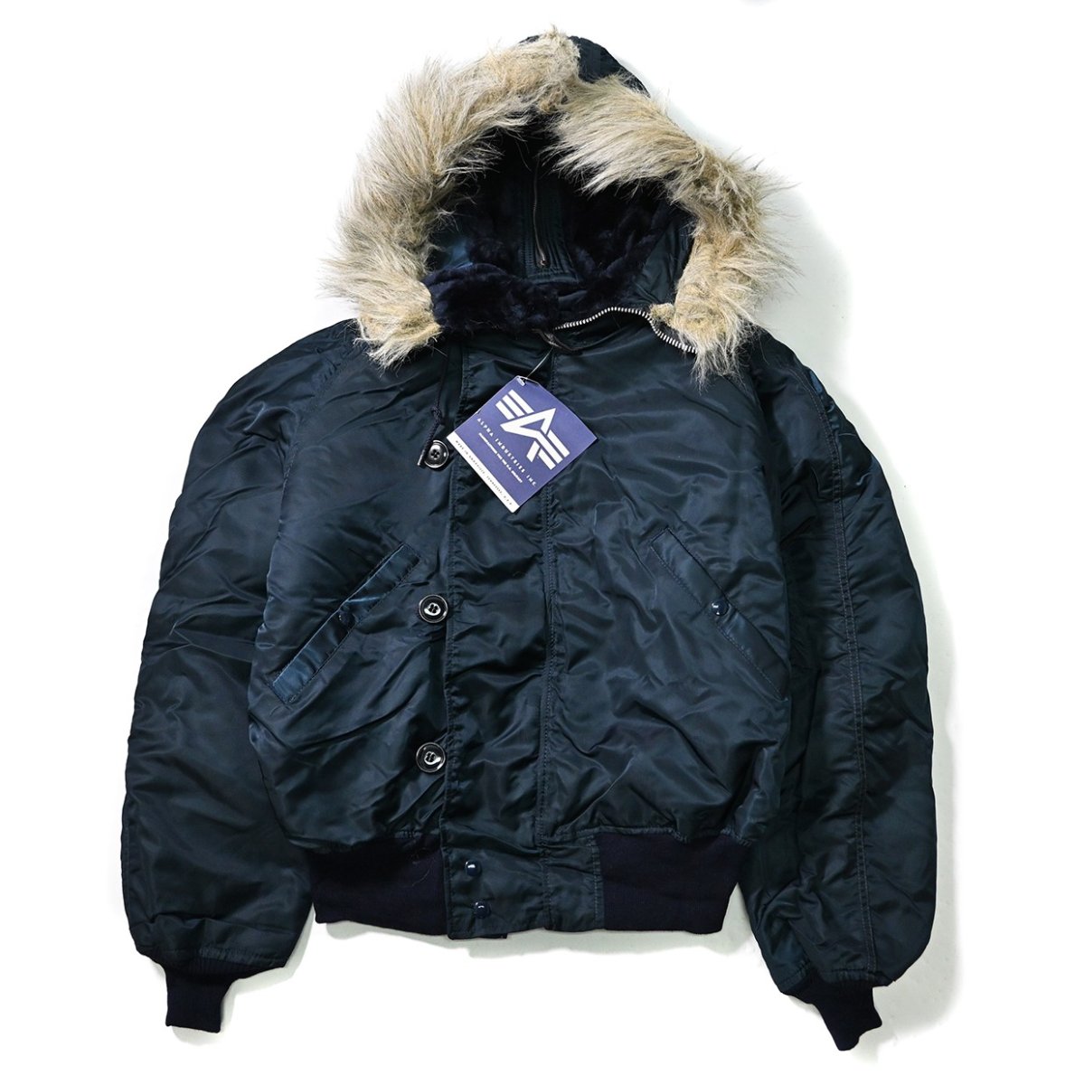 画像1: 90s Deadstock Alpha N-2B Flight Jacket Navy made in USA (1)