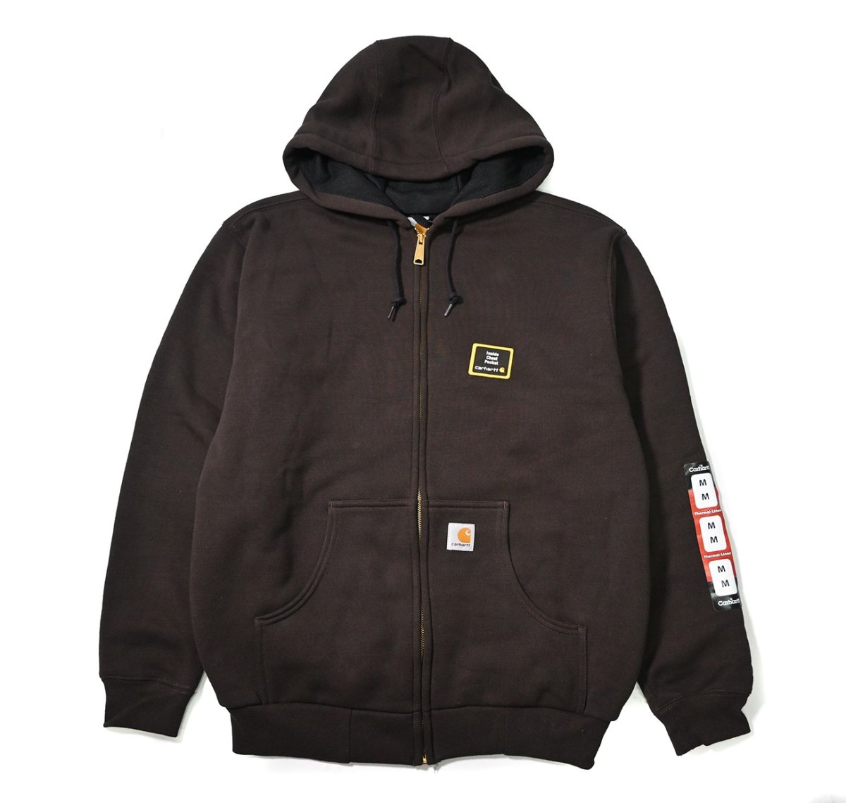 画像1: 12' Deadstock Carhartt Thermal Lined Zip Sweat Hoodie Dark Brown (1)