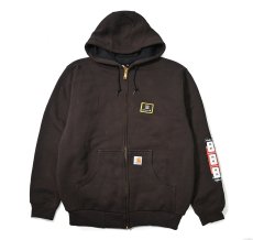 画像1: 12' Deadstock Carhartt Thermal Lined Zip Sweat Hoodie Dark Brown (1)