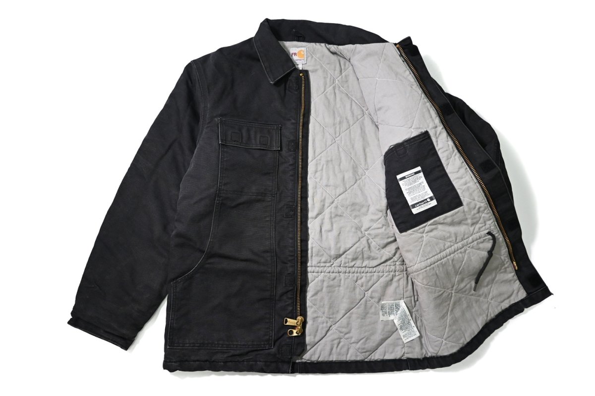 画像6: 19' Used Carhartt FR Duck Quilt Lined Traditional Coat Black (6)