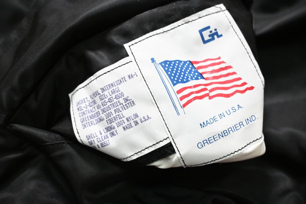画像5: 90s Deadstock GREENBRIER MA-1 Flight Jacket Black made in USA (5)