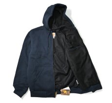 画像4: 18' Deadstock Carhartt Thermal Lined Zip Sweat Hoodie Navy (4)