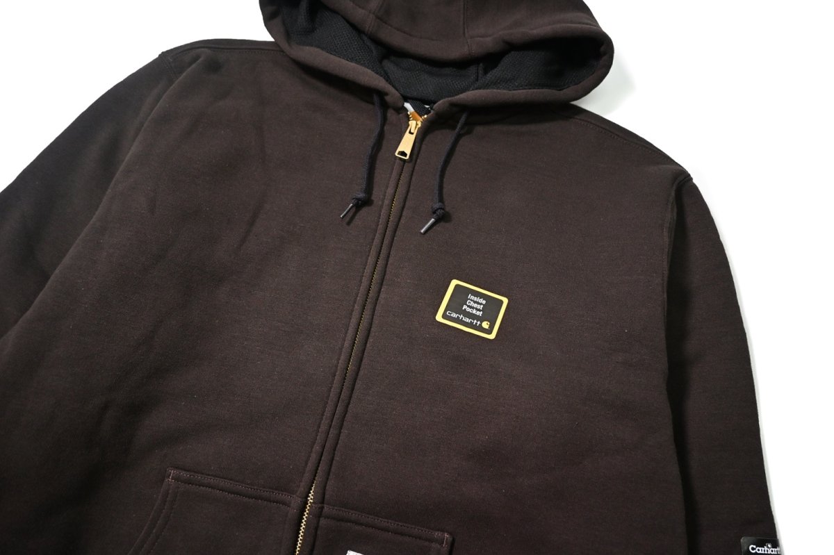 画像2: 12' Deadstock Carhartt Thermal Lined Zip Sweat Hoodie Dark Brown (2)