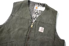 画像3: 90s Used Carhartt Aztec Lined Duck Vest Moss made in USA (3)