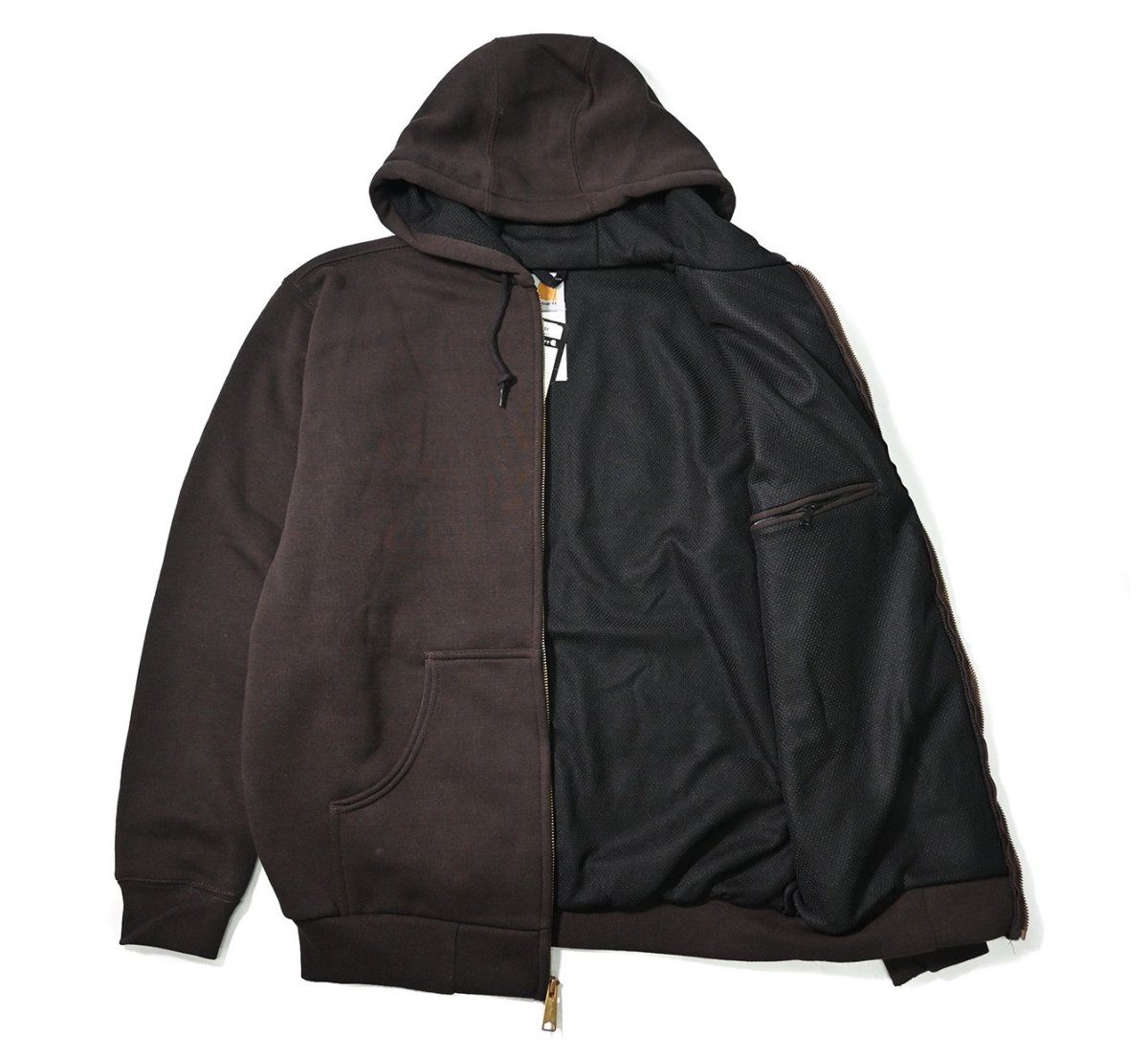 画像4: 12' Deadstock Carhartt Thermal Lined Zip Sweat Hoodie Dark Brown (4)