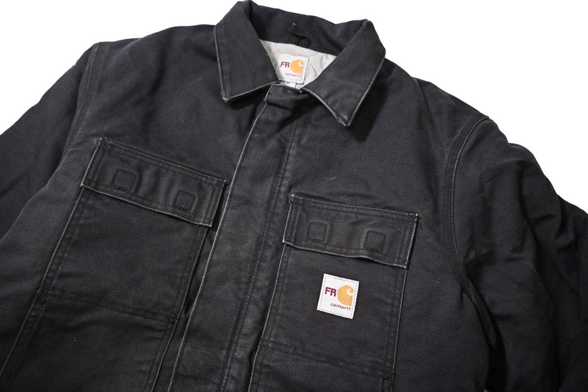 画像3: 19' Used Carhartt FR Duck Quilt Lined Traditional Coat Black (3)