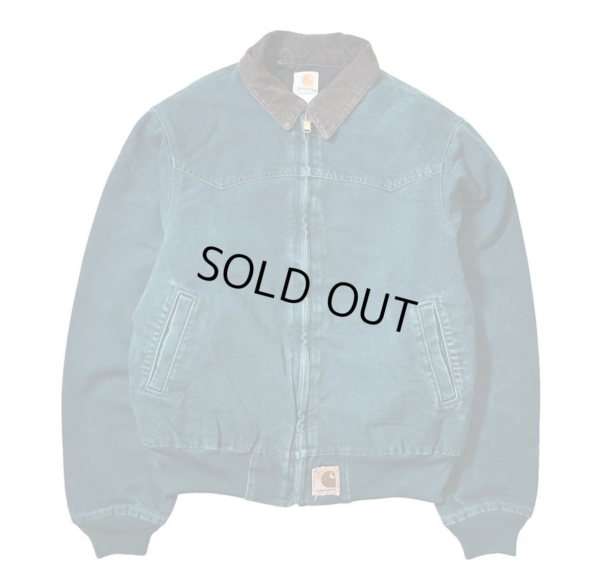 画像1: 01' Used Carhartt Quilted Flannel Lined Duck Santa Fe Jacket Dark Teal (1)