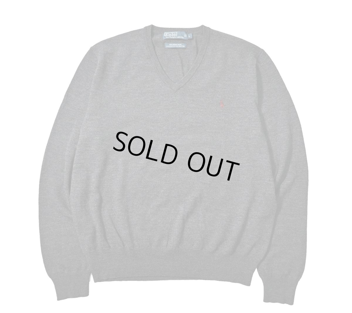 画像1: 90-00s Used Polo Ralph Lauren High Gauge Merino Wool Sweater Charcoal (1)