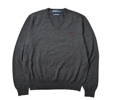 画像1: 90-00s Used Polo Ralph Lauren High Gauge Merino Wool Sweater Charcoal (1)