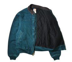 画像5: 01' Used Carhartt Quilted Flannel Lined Duck Santa Fe Jacket Dark Teal (5)