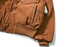 画像4: 07' Deadstock Carhartt Quilted Flannel Lined Duck Bomber Jacket Brown (4)