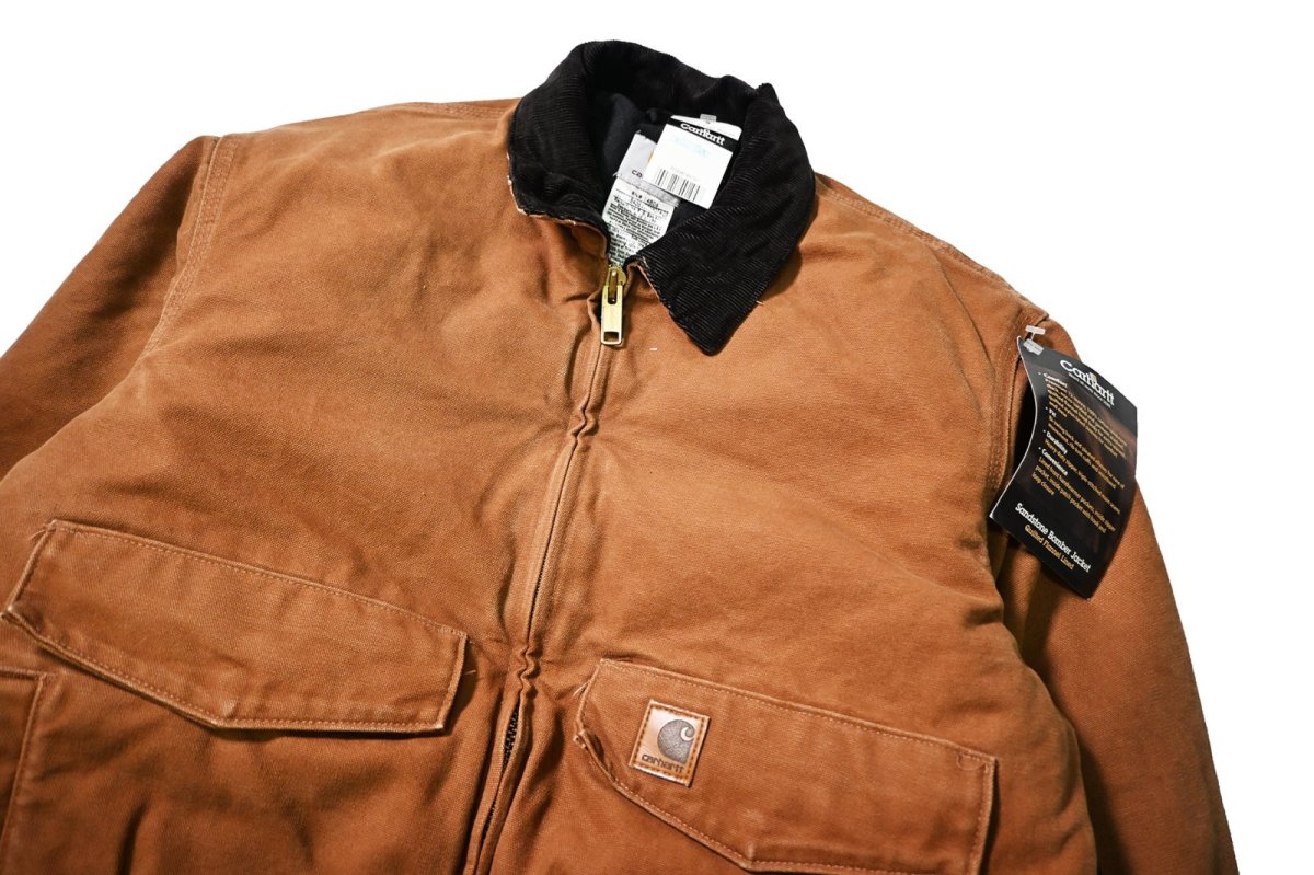 画像3: 07' Deadstock Carhartt Quilted Flannel Lined Duck Bomber Jacket Brown (3)