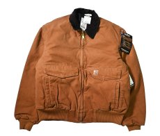 画像1: 07' Deadstock Carhartt Quilted Flannel Lined Duck Bomber Jacket Brown (1)