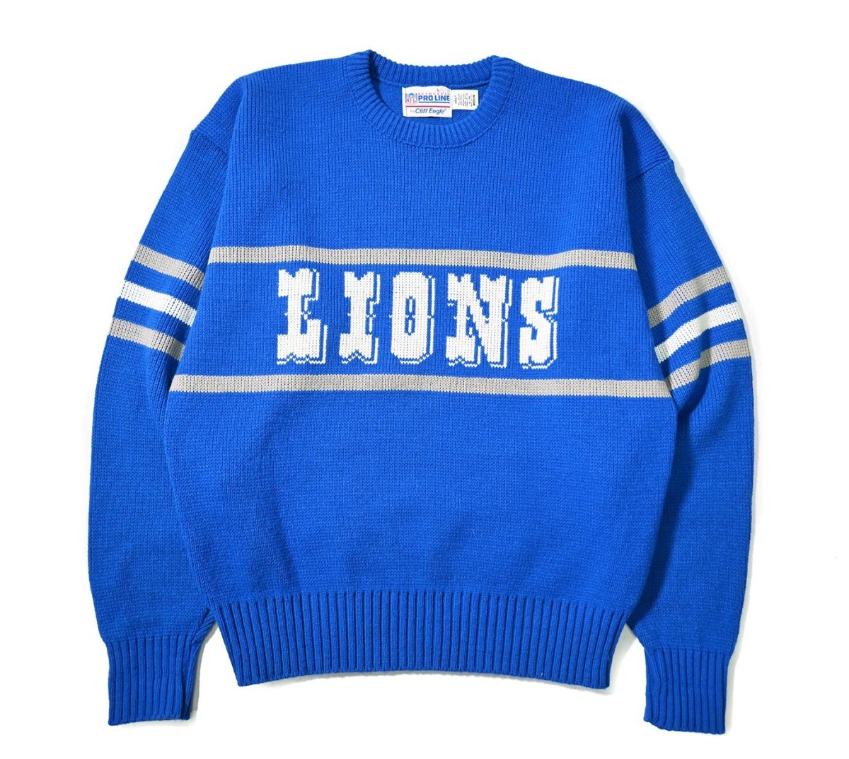 画像1: 90s Used Cliff Engle NFL Knit Sweater "Detroit Lions" made in USA (1)