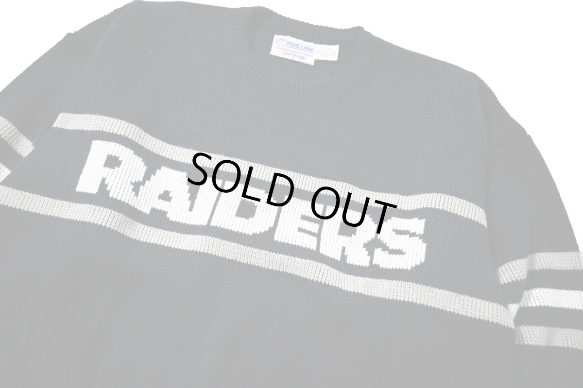 画像3: 90s Used Cliff Engle NFL Knit Sweater "Oakland Raiders" made in USA (3)
