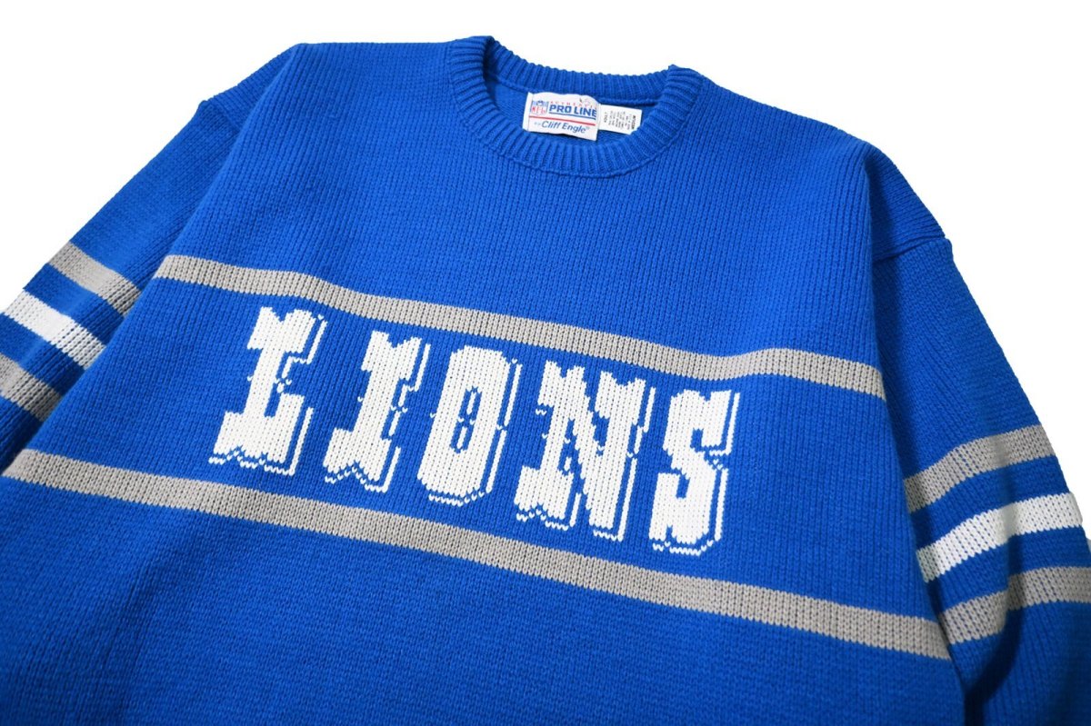 画像3: 90s Used Cliff Engle NFL Knit Sweater "Detroit Lions" made in USA (3)