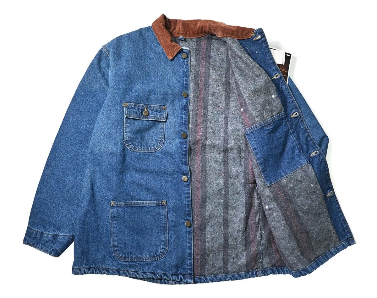 画像5: 03' Deadstock Carhartt Washed Denim Blanket Lined Chore Coat made in USA (5)