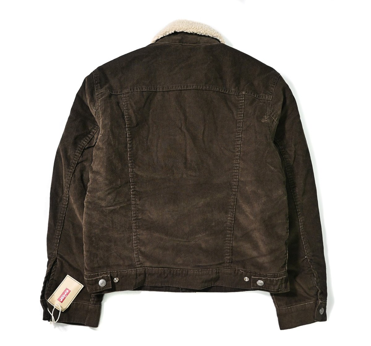 画像2: 00s Deadstock Levi's 70520 Corduroy Sherpa Trucker Jacket Dark Brown リーバイス (2)