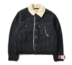 画像1: 00s Deadstock Levi's 70520 Corduroy Sherpa Trucker Jacket Black リーバイス (1)